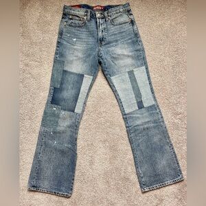 Lucky Brand women’s Jeans with Patchwork boyfriend midrise flare 4/27 33 inseam